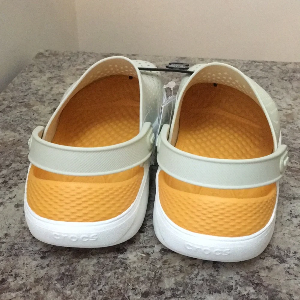 Crocs Beige / White / and Orange LiteRide Clogs - Picture 15 of 15
